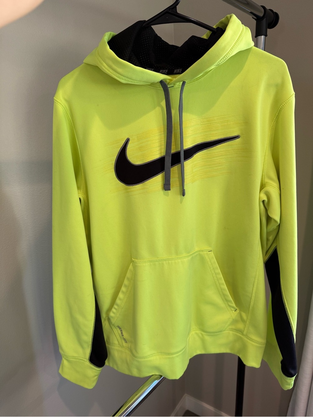 Nike Men’s Neon Lime Crewneck Hoodie with Black Swoosh